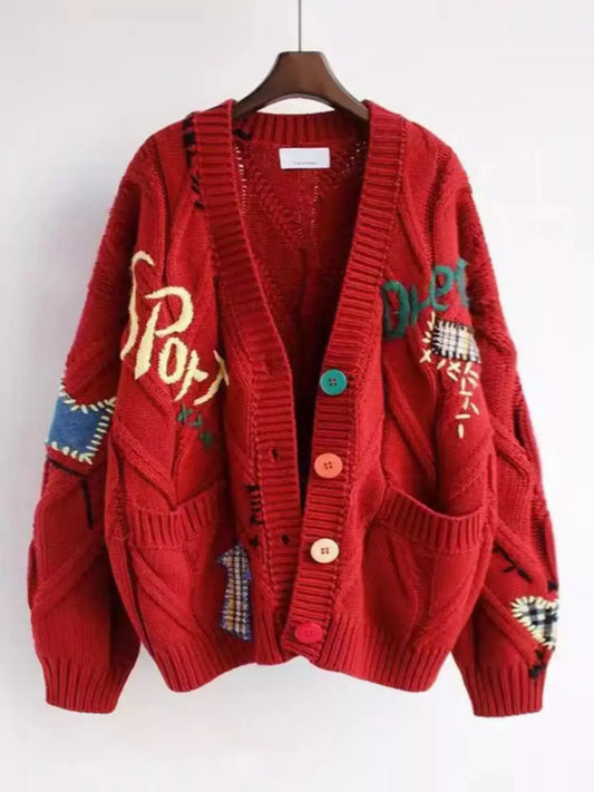 V-Neck Button Down Knit Cardigan Simply Love