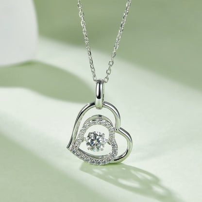 Moissanite 925 Sterling Silver Heart Necklace.