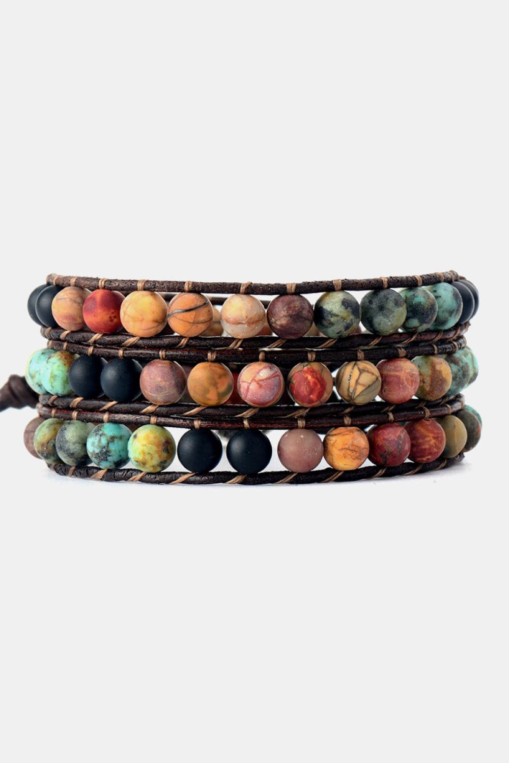 Handmade Triple Layer Beaded Agate Bracelet.