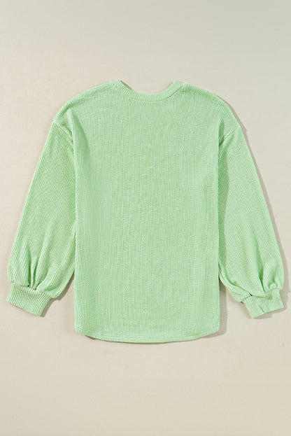 Moonlit jade ribbed pullover top