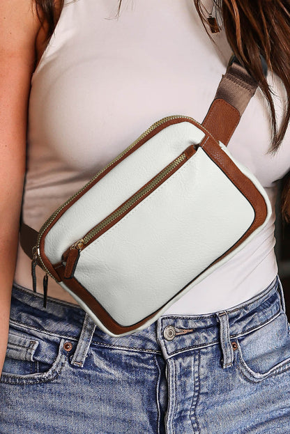 Chic white mini crossbody bag with adjustable strap