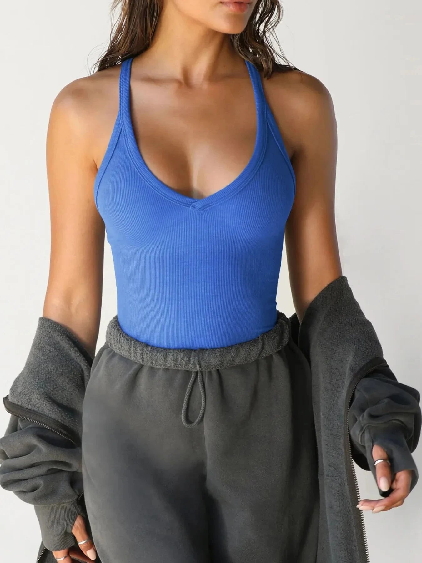 Ribbed V-Neck Halter Tank Top Coco’s Tee Boutique