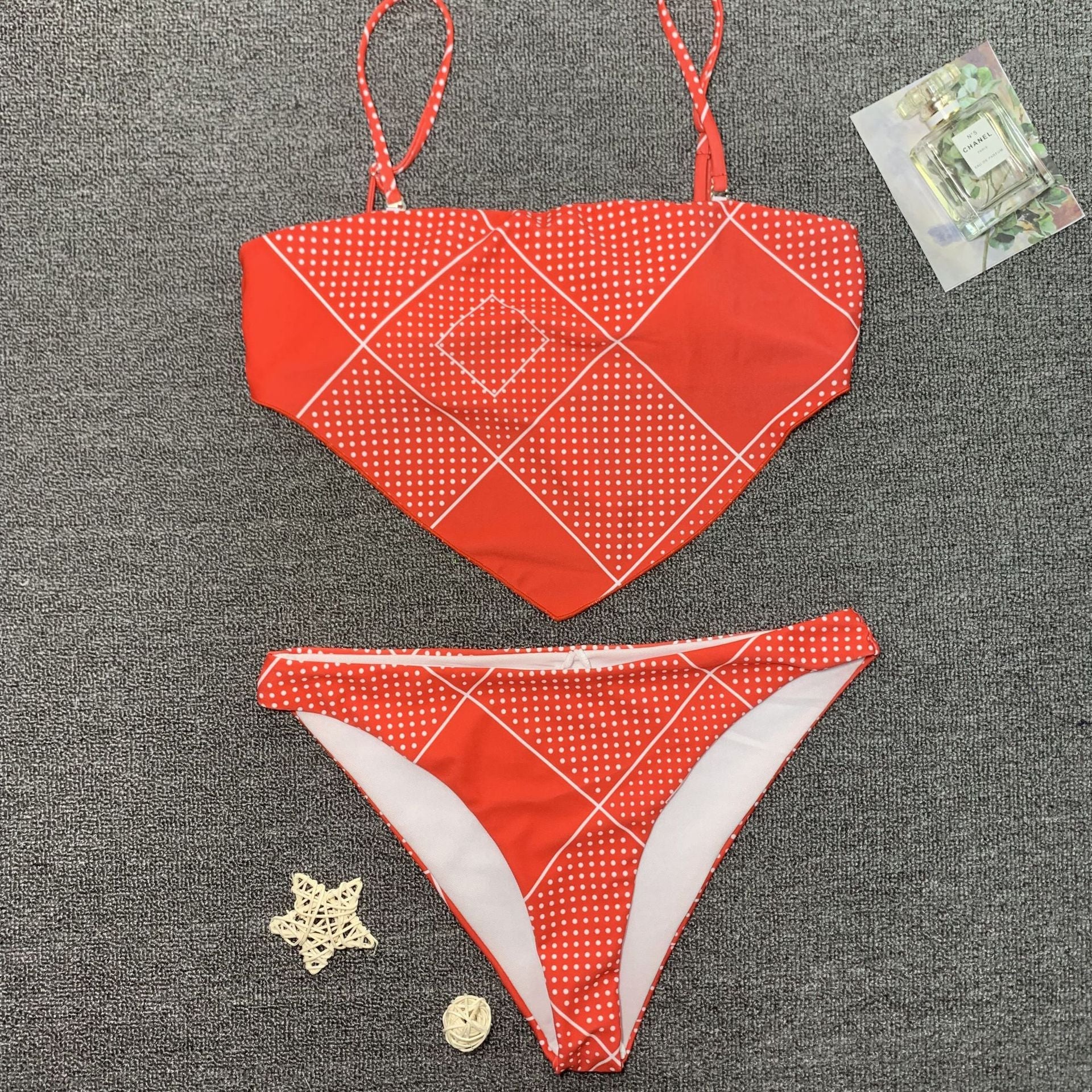 Swimsuit Chest Pocket Printed Bikini Sexy Women Multi-color Split Swimsuit