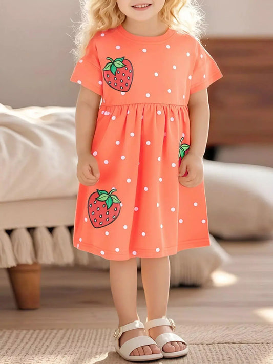 Children's Strawberry Print Casual Dress Simply Love