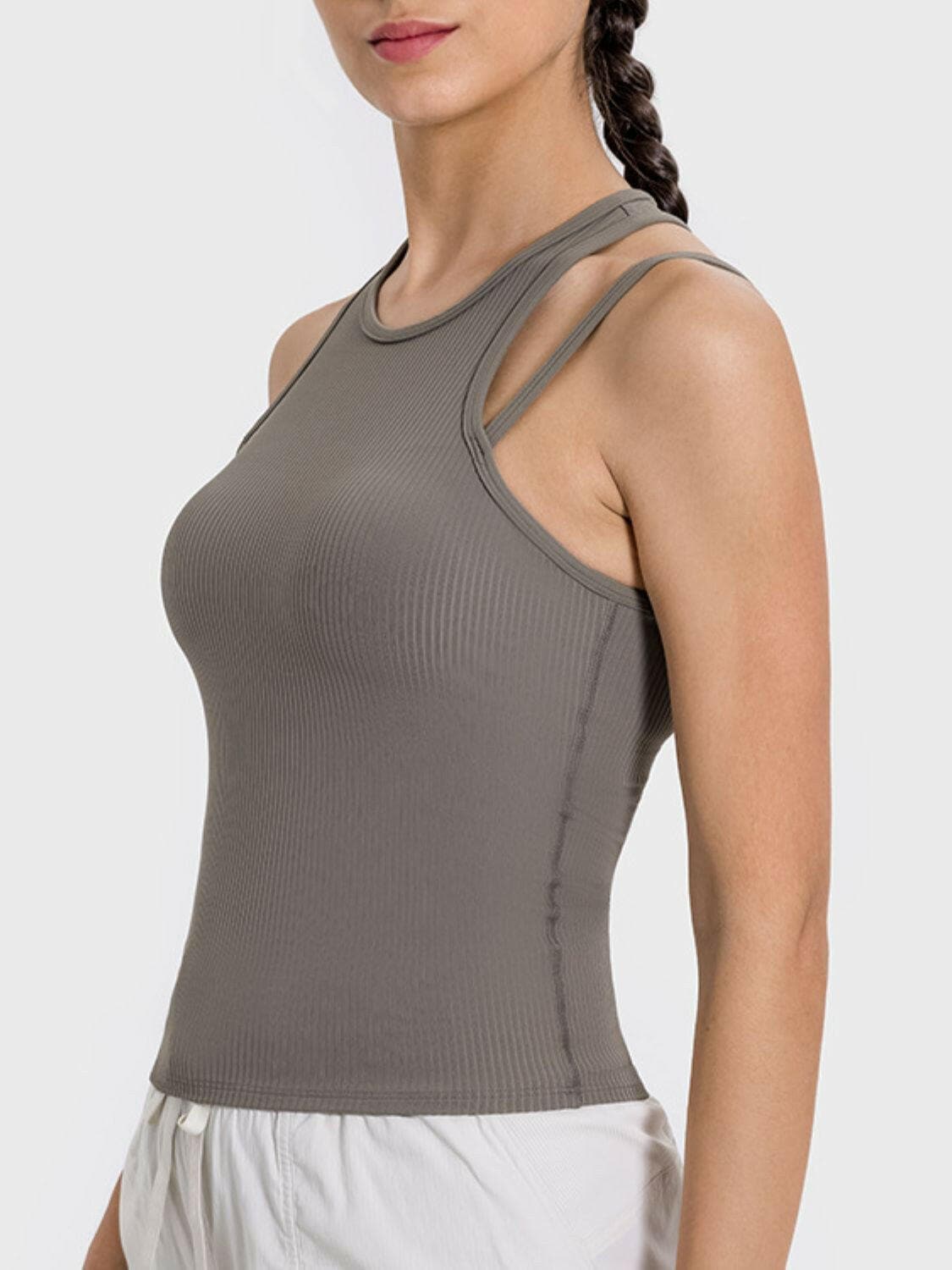 Cutout Round Neck Racerback Active Tank.