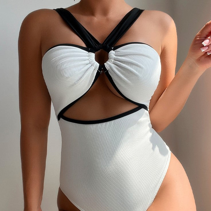 Ladies One Piece Bikini Swimsuit Solid Color Strap Sexy Tube Top Beach Swimsuit Bella Mia