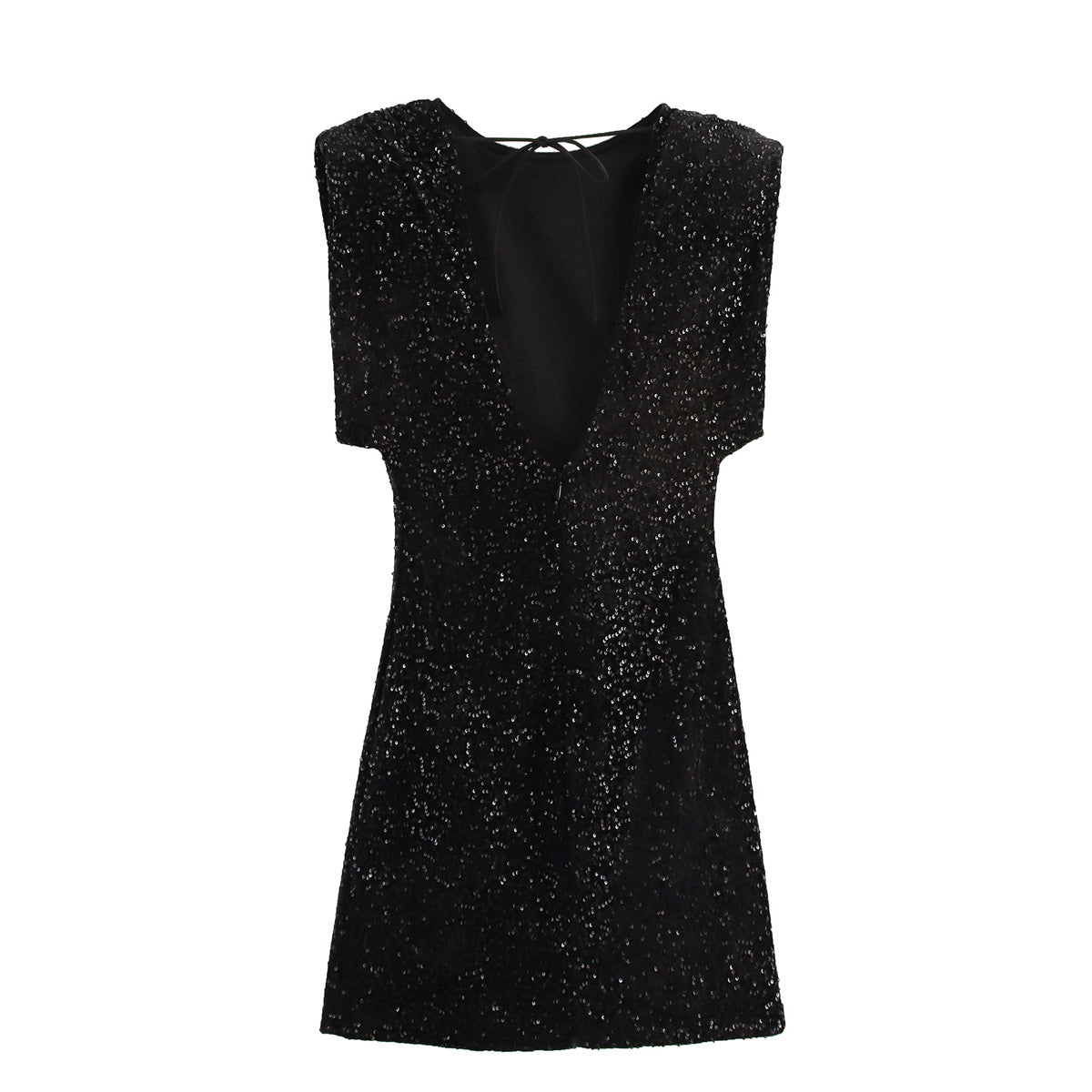 Winter Women Clothing Velvet Texture Sleeveless Back V neck Hip Dress Bella Mia