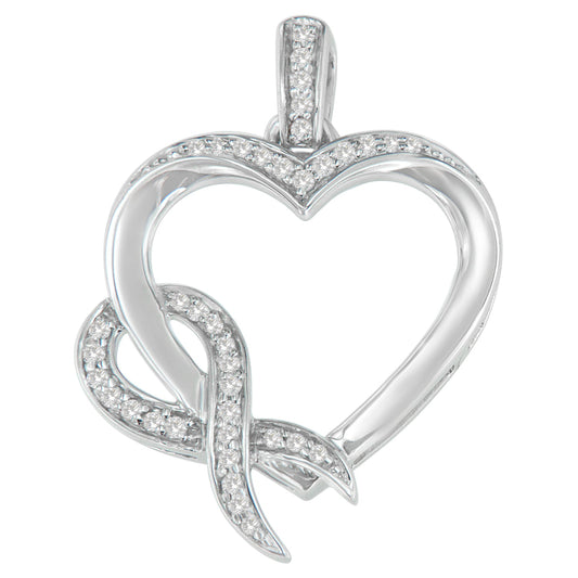 Bids.com .925 Sterling Silver 1/6 cttw Diamond Heart Pendant Necklace, showcasing its elegant design.