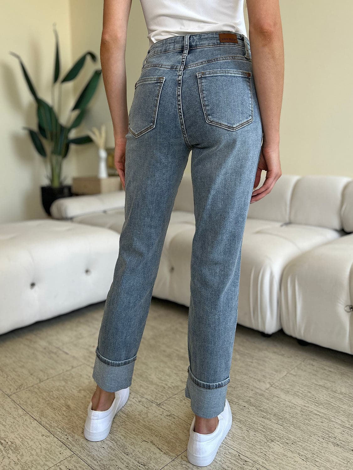 Judy Blue Full Size High Waist Cuff Hem Skinny Jeans.