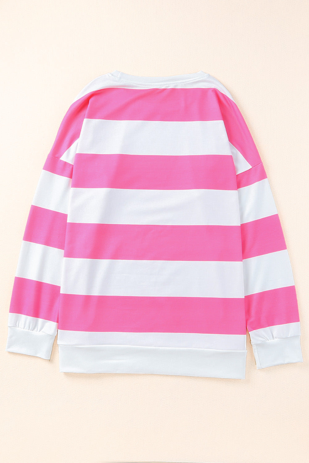 Chic pink striped plus size sweatshirt with stylish side slits