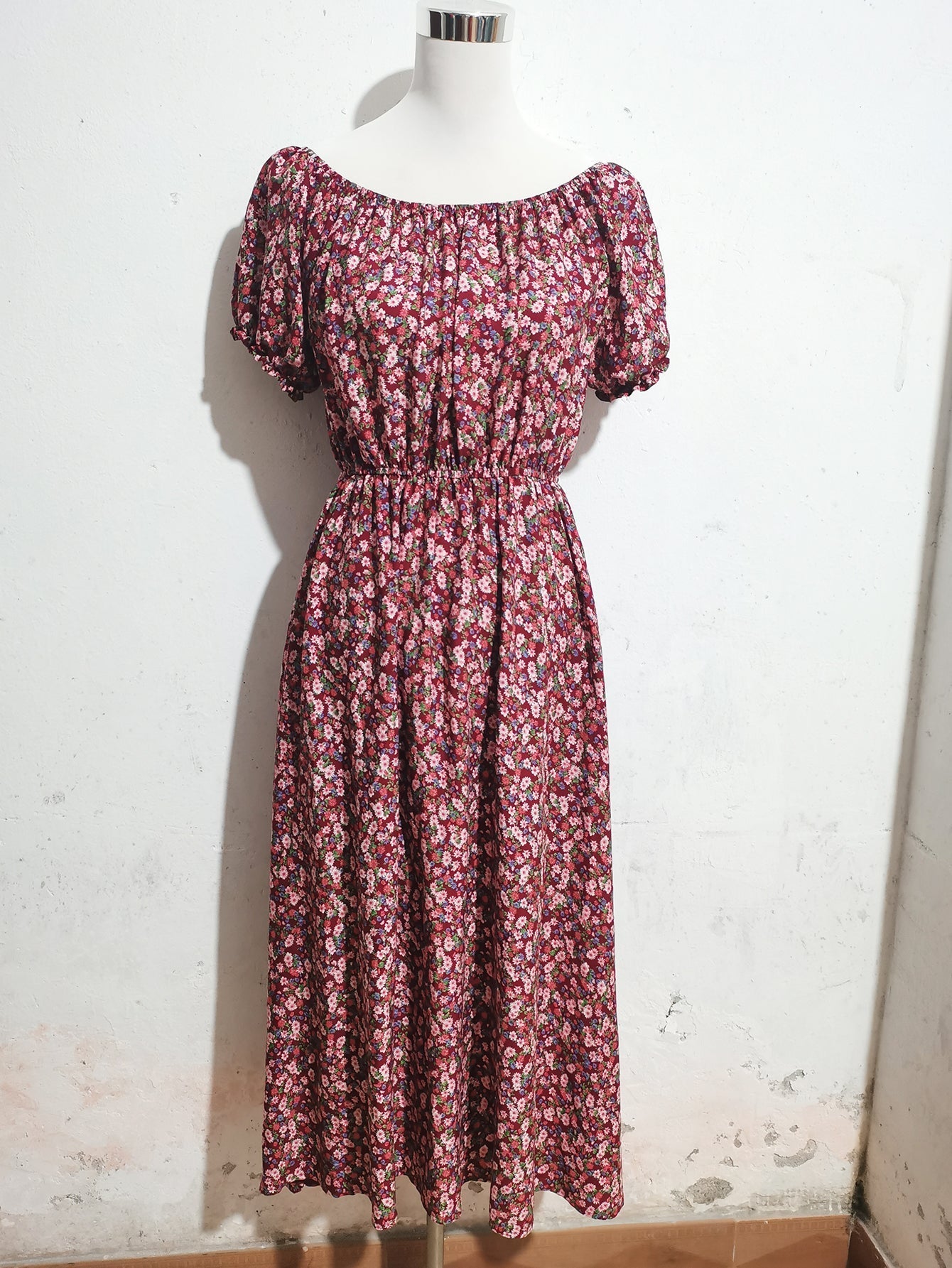 Women Summer Vacation Off Shoulder Print Short Sleeved Dress Bella Mia