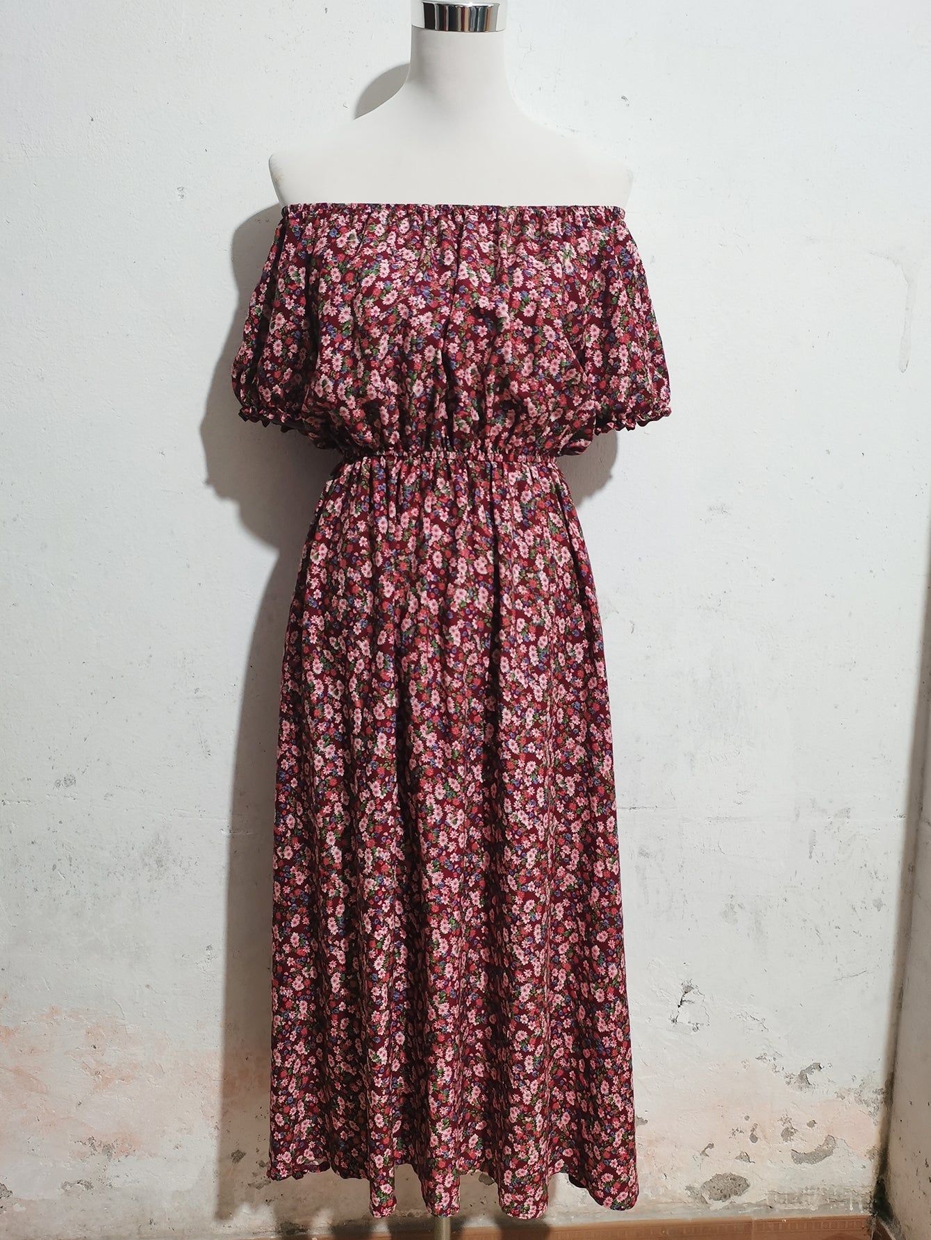 Women Summer Vacation Off Shoulder Print Short Sleeved Dress Bella Mia