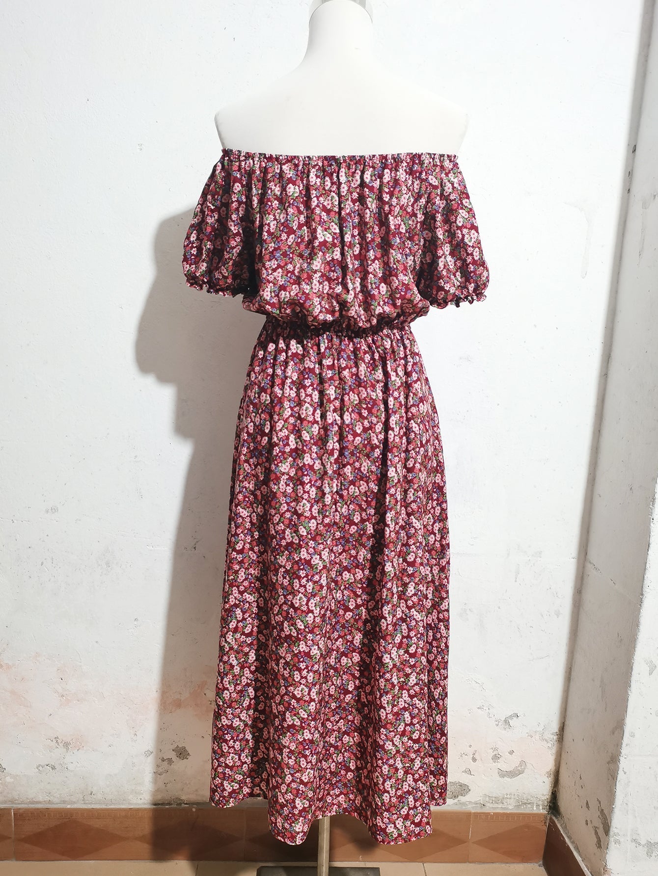 Women Summer Vacation Off Shoulder Print Short Sleeved Dress Bella Mia