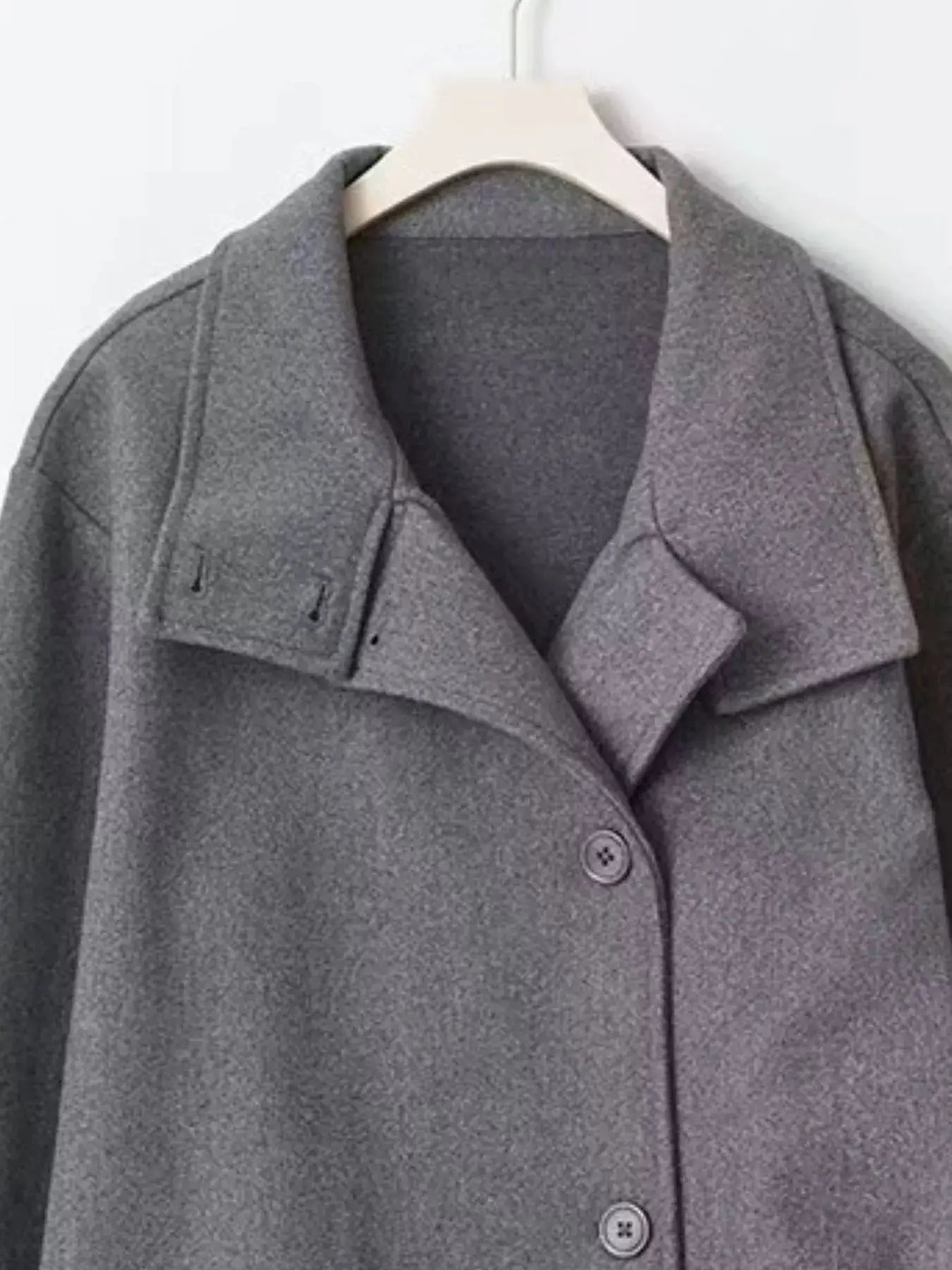 Navy Long Sleeve Buttoned Lightweight Outerwear Coat Lined Simply Love