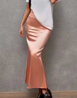 Spring Summer Artificial Silk Skirt Satin Skirt Women Casual Satin Hip Skirt Bella Mia