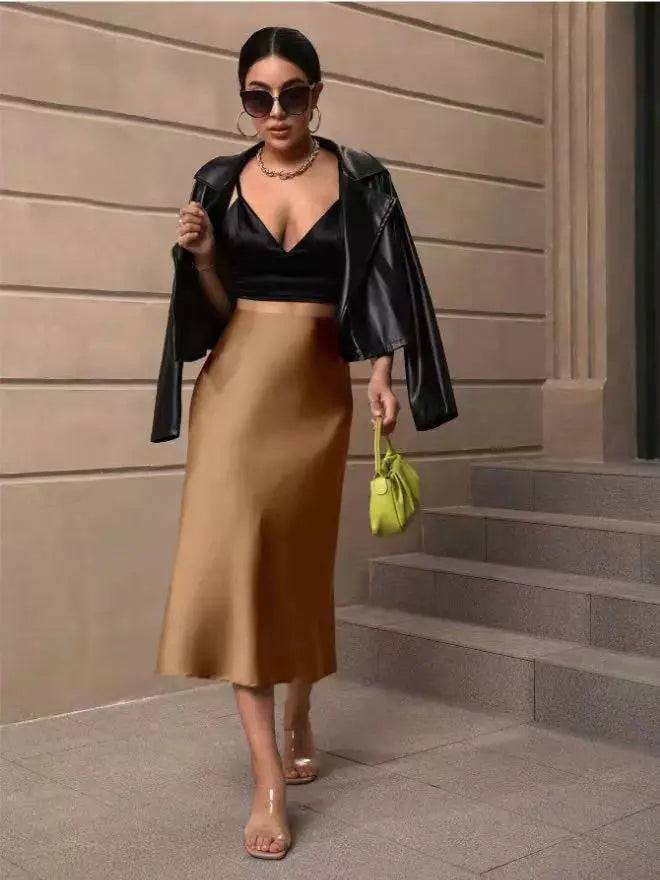 Hip Wrapped Fishtail Skirt Satin Mid Length Skirt Autumn Women Clothing Direct Bella Mia