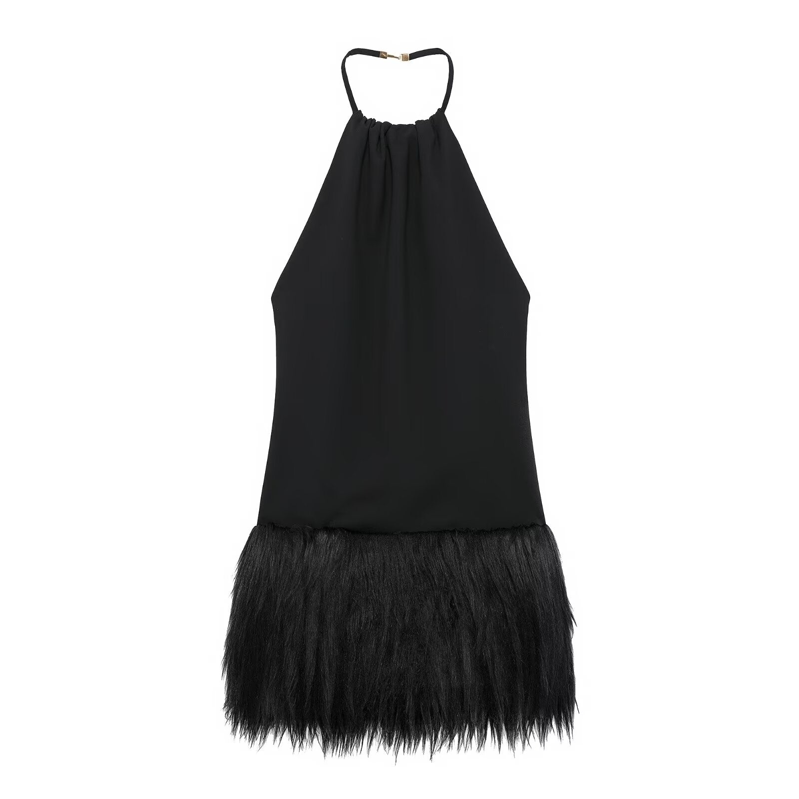 Women French Simple Fur Making Effect Dress Bella Mia
