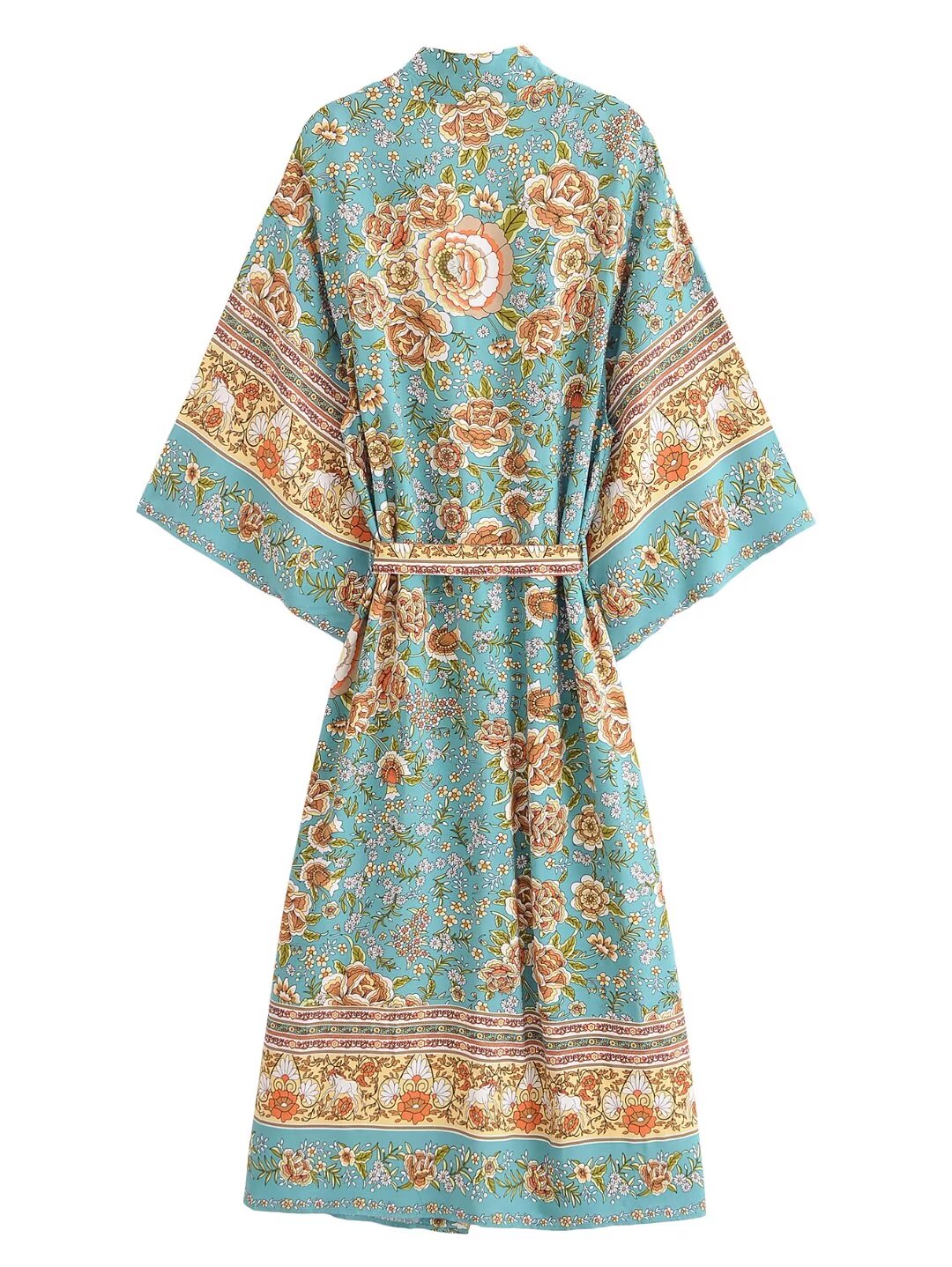 Autumn Women Rayon Positioning Floral Belt Long Kimono Cardigan Bella Mia