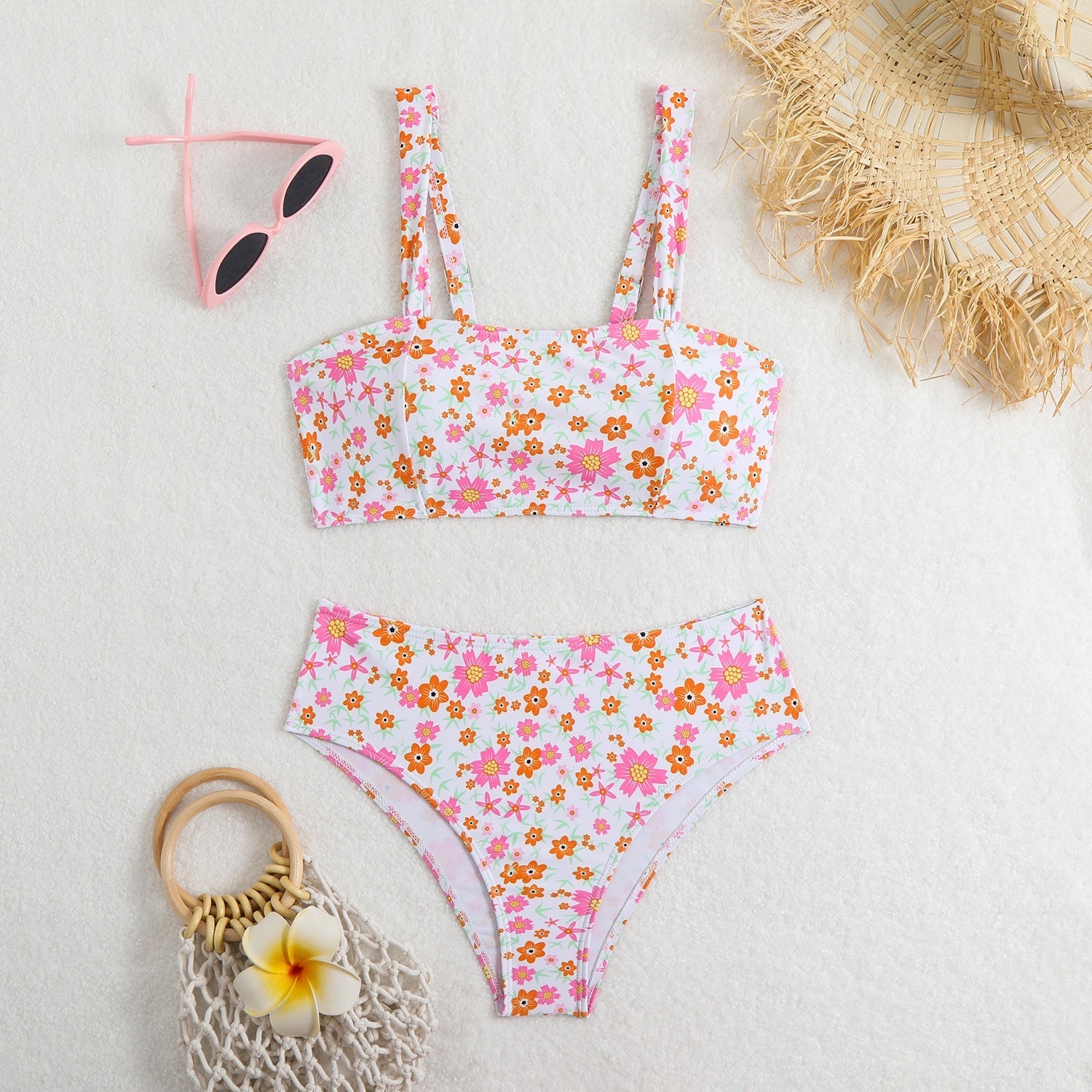 Split Swimsuit Women Floral Fresh High Elasticity Durable Swimsuit Spring Special Swimsuit Bella Mia