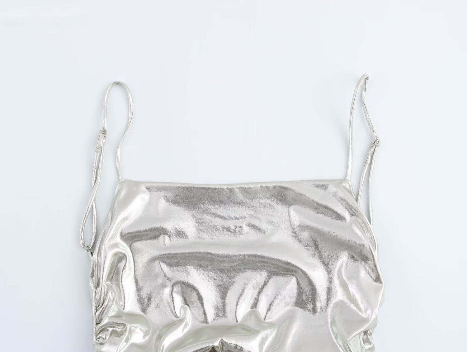 Women Clothing Metal Foil Pleated Slim Strap Dress Bella Mia