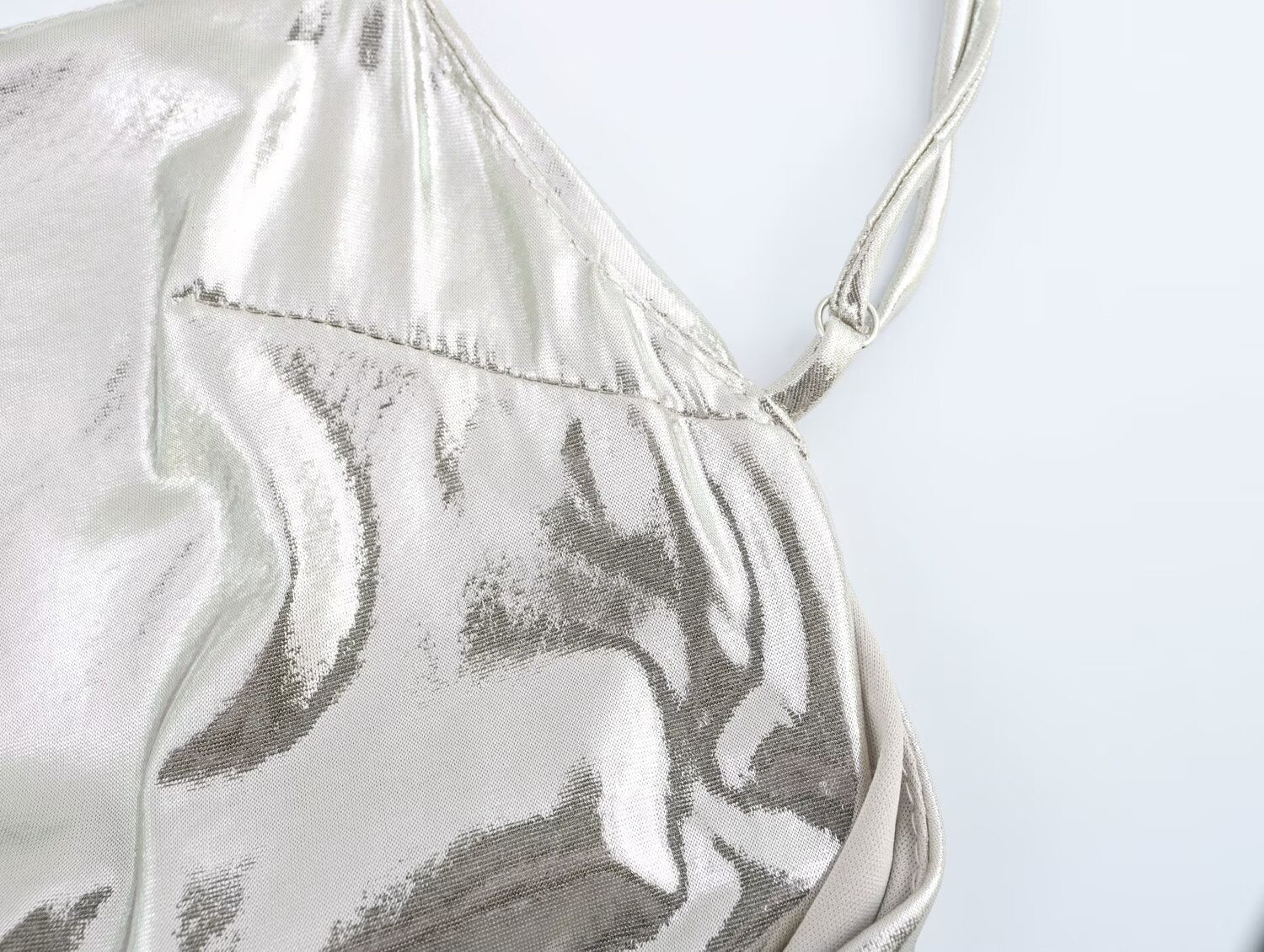 Women Clothing Metal Foil Pleated Slim Strap Dress Bella Mia