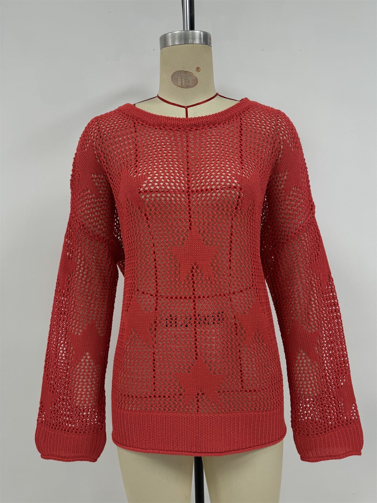 Spring Summer round Neck Pullover Beach Cover up Knitted Five Pointed Star Women Knitwear Bella Mia