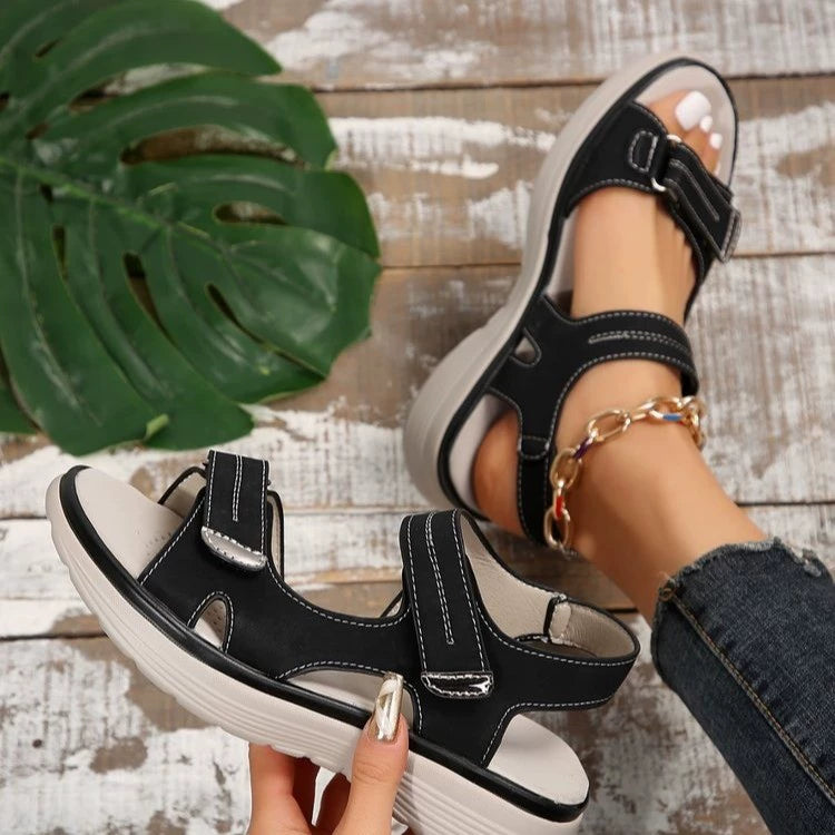 plus Size Velcro Sports Platform Sandals Women Open Toe Beach Sandals Bella Mia