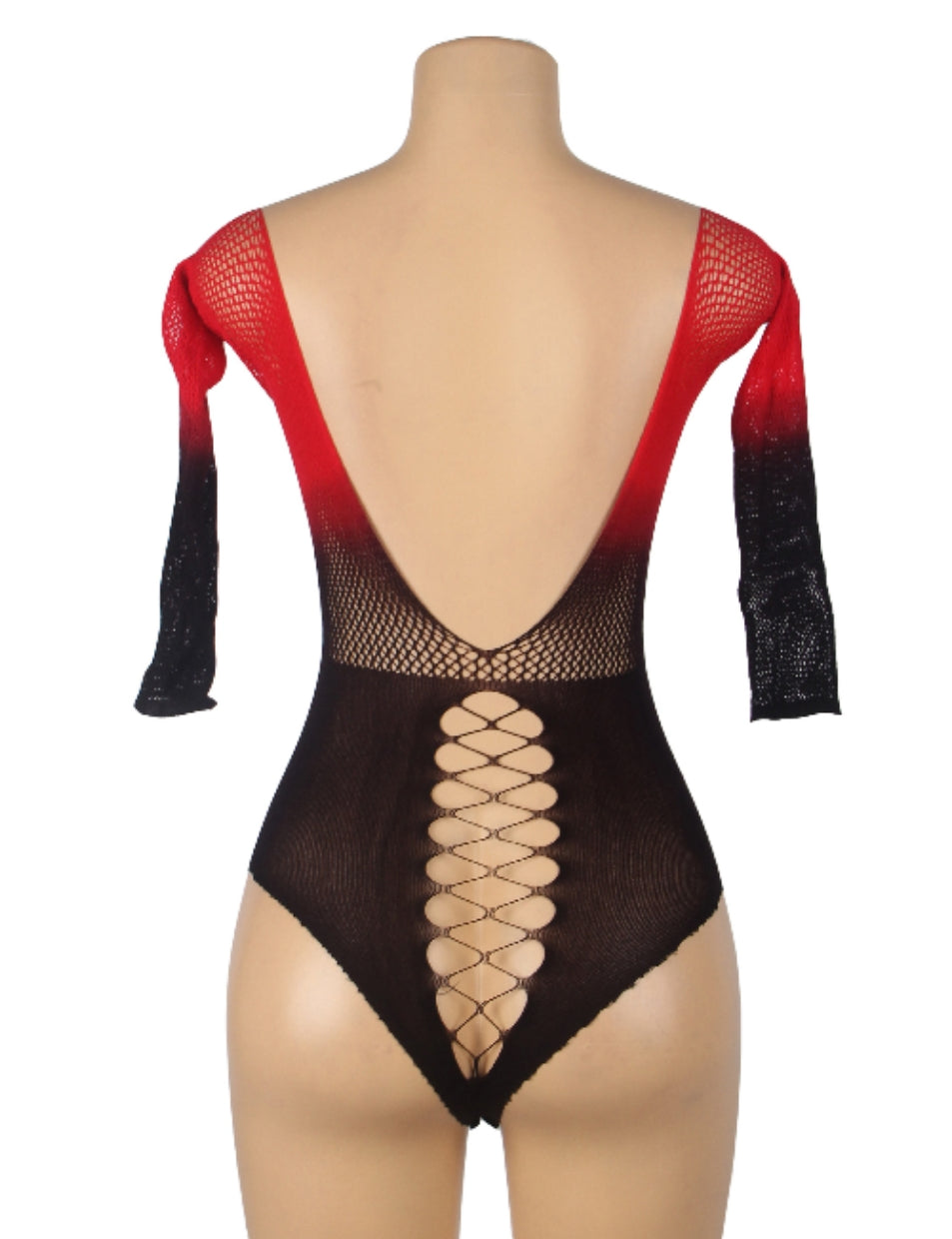 Sexy Underwear Sexy Cutout See through Fishnet Clothes Black Red Women Two Tone Gradient Elastic Fishnet Body Stockings Bella Mia