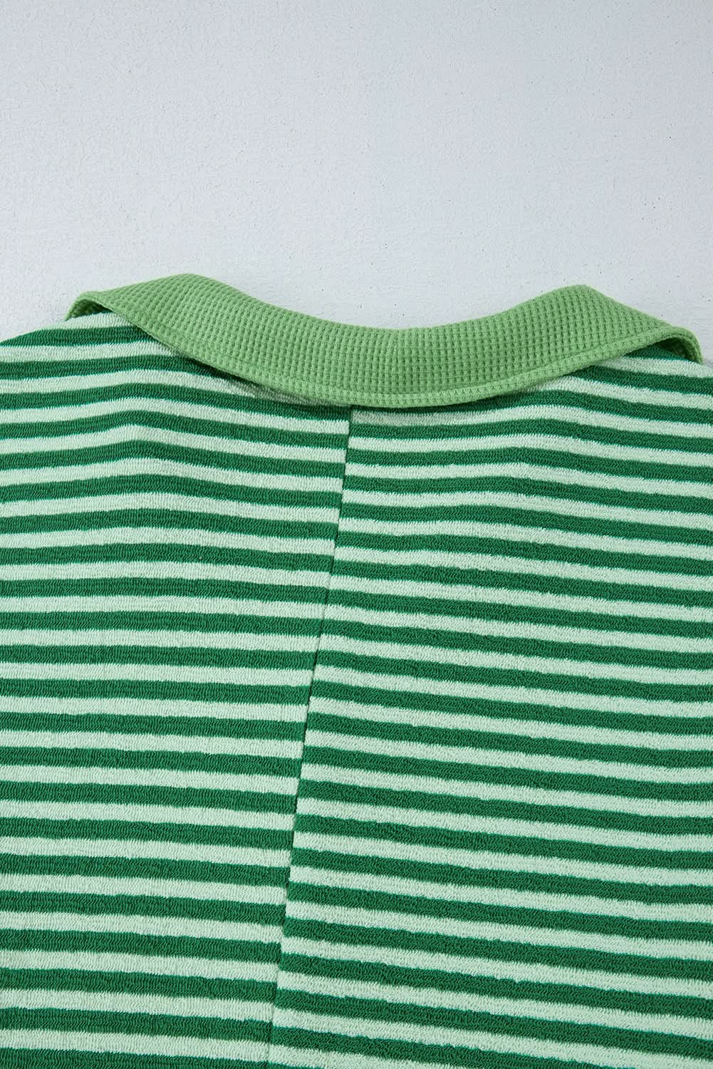 Stripe Johnny Collar Long Sleeve Top