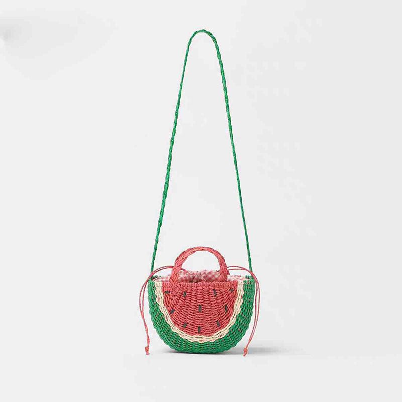 Cute Watermelon Straw Bag Fresh Embroidered Crossbody Straw Bag Woven Bag Seaside Vacation Beach Bag Bella Mia