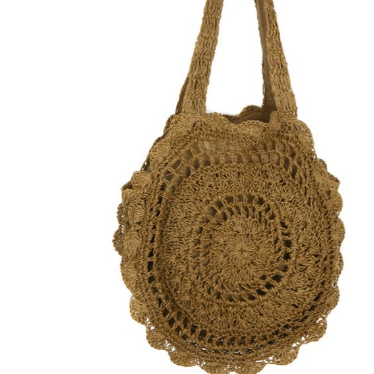 Floral Shoulder Bag round Large Capacity Hollow Out Cutout Straw Bag Straw Bag Woven Bag Vacation Beach Bag Bella Mia