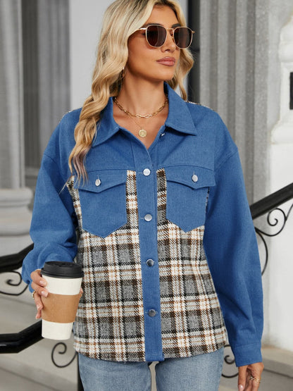 Chic plaid denim jacket for women