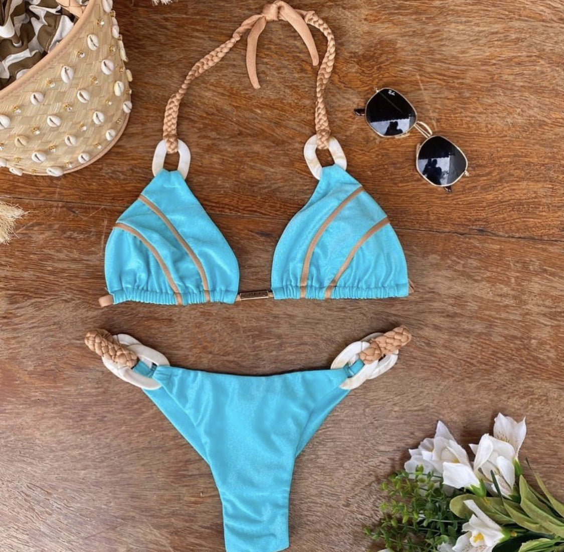 Swimsuit Solid Color Lace Up Bikini Sexy Swimsuit Bella Mia