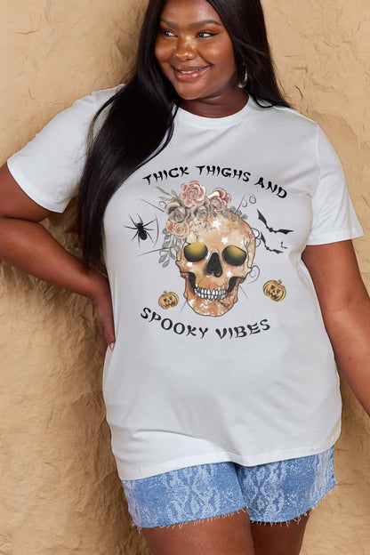 Thick thighs and spooky vibes graphic tee for casual comfort