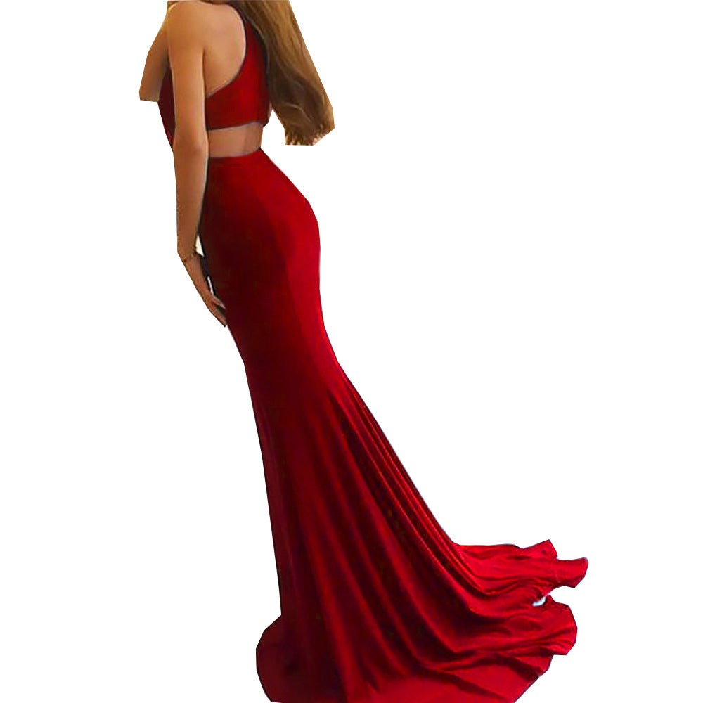 Women Clothing Dress Spring Sexy Halter Slim-Fit Sheath Hollow-out Formal Dress Women Bella Mia