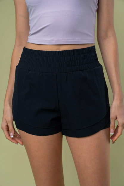 White Birch Full Size High Waisted Knit Shorts.