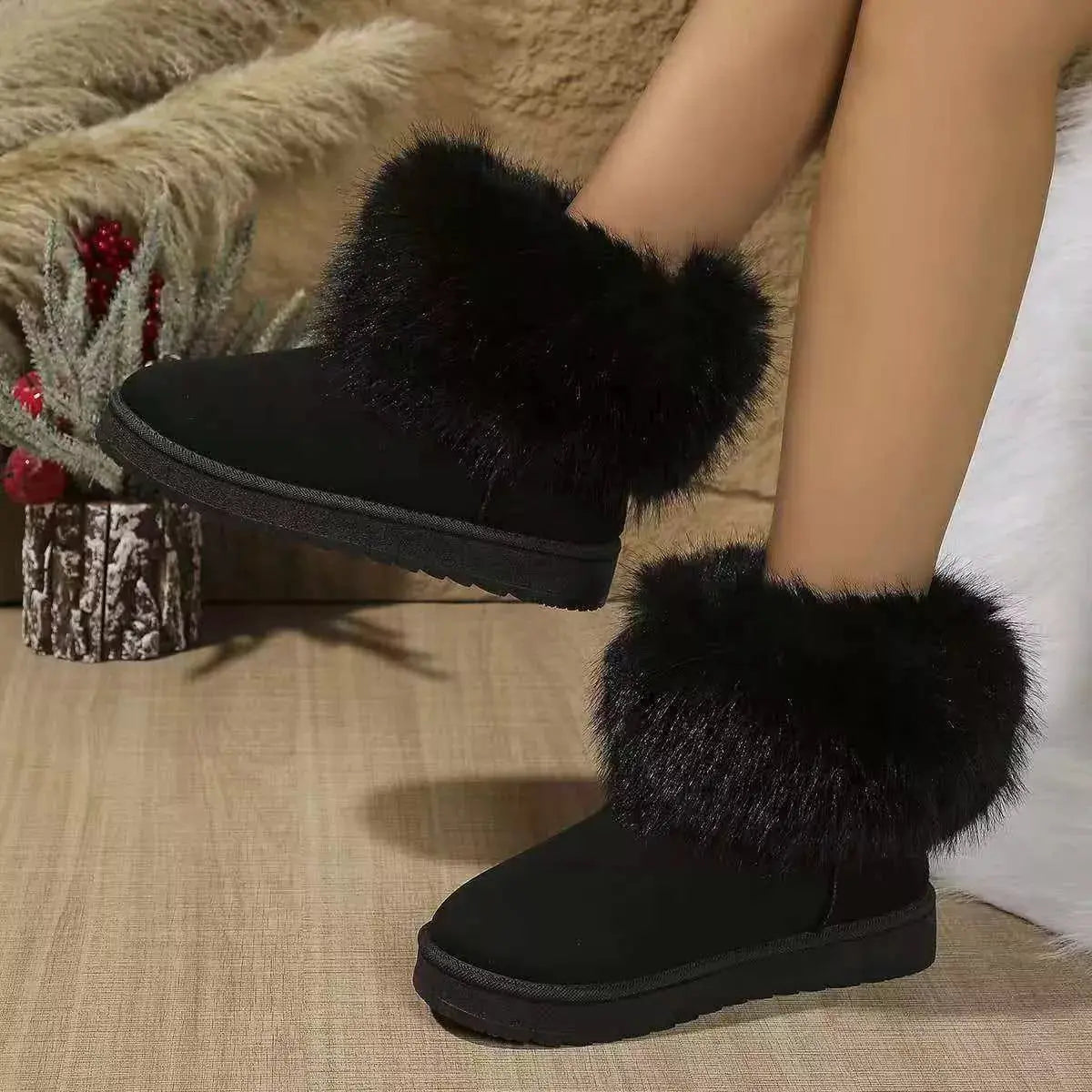 Fuzzy Trim Ankle Boots Simply Love