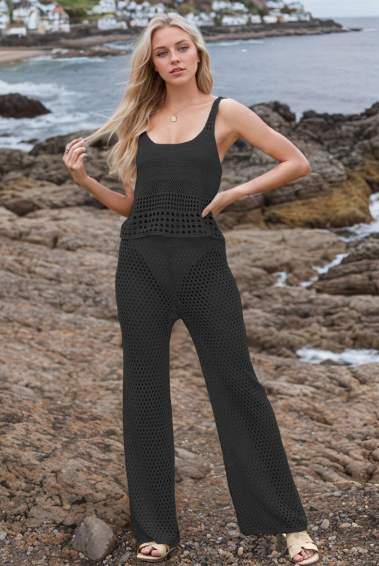 Summer Women Clothing Knitwear Short Beach Vest Two Piece Sets Bella Mia