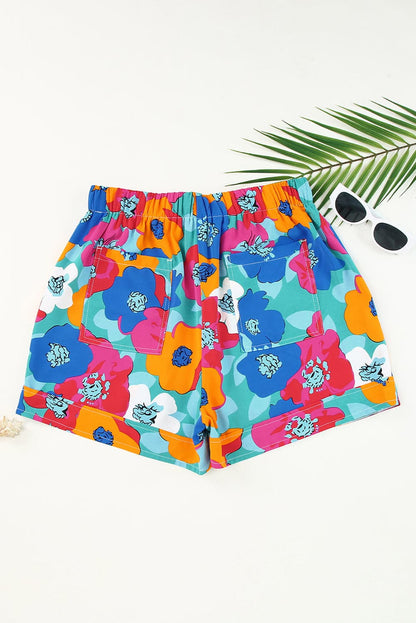 Drawstring Printed High Waist Shorts.