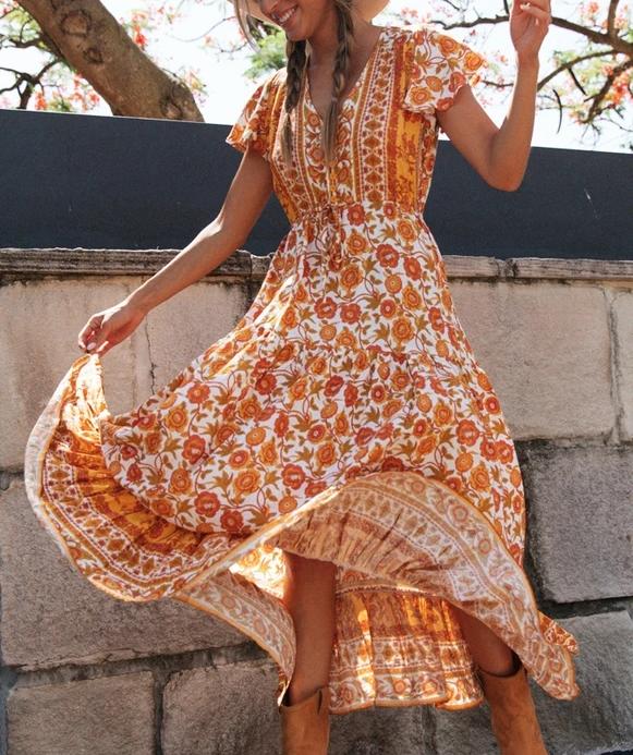 Women Clothing Best Casual Vacation Rayon Positioning Floral Print Maxi Dress Bella Mia