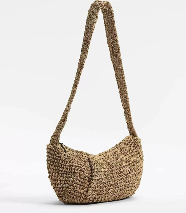 Casual Crossbody Straw Bag Niche Dumpling Bag Woven Bag Vacation Beach Bag All Match Chest Bag Bella Mia