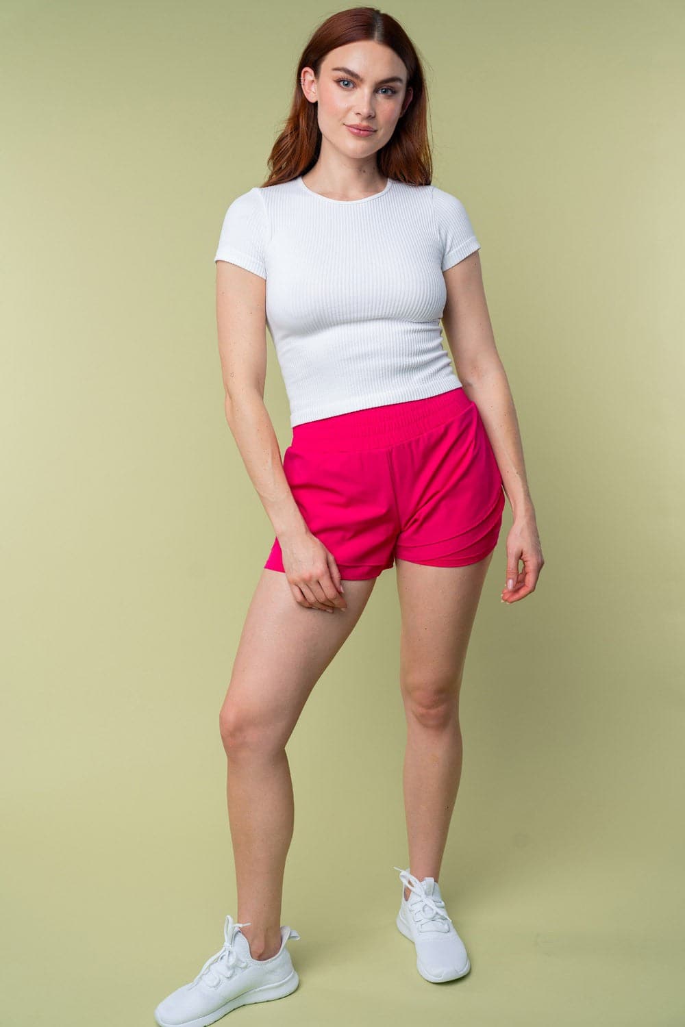 White Birch Full Size High Waisted Knit Shorts.