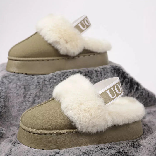 Round Toe Platform Ankle Boots With Faux Fur Lining Suede Rubber Sole Simply Love