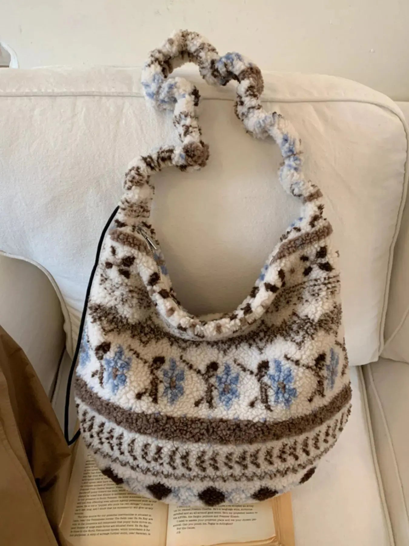 Sherpa Ruched Strap Handbag Simply Love