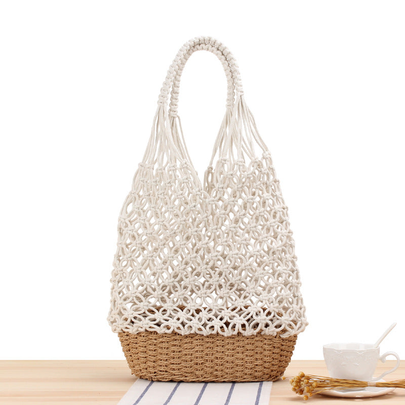Hollow Out Cutout Shoulder Woven Bag Handmade Mesh Straw Bag Casual Forest Beach Bag Bella Mia