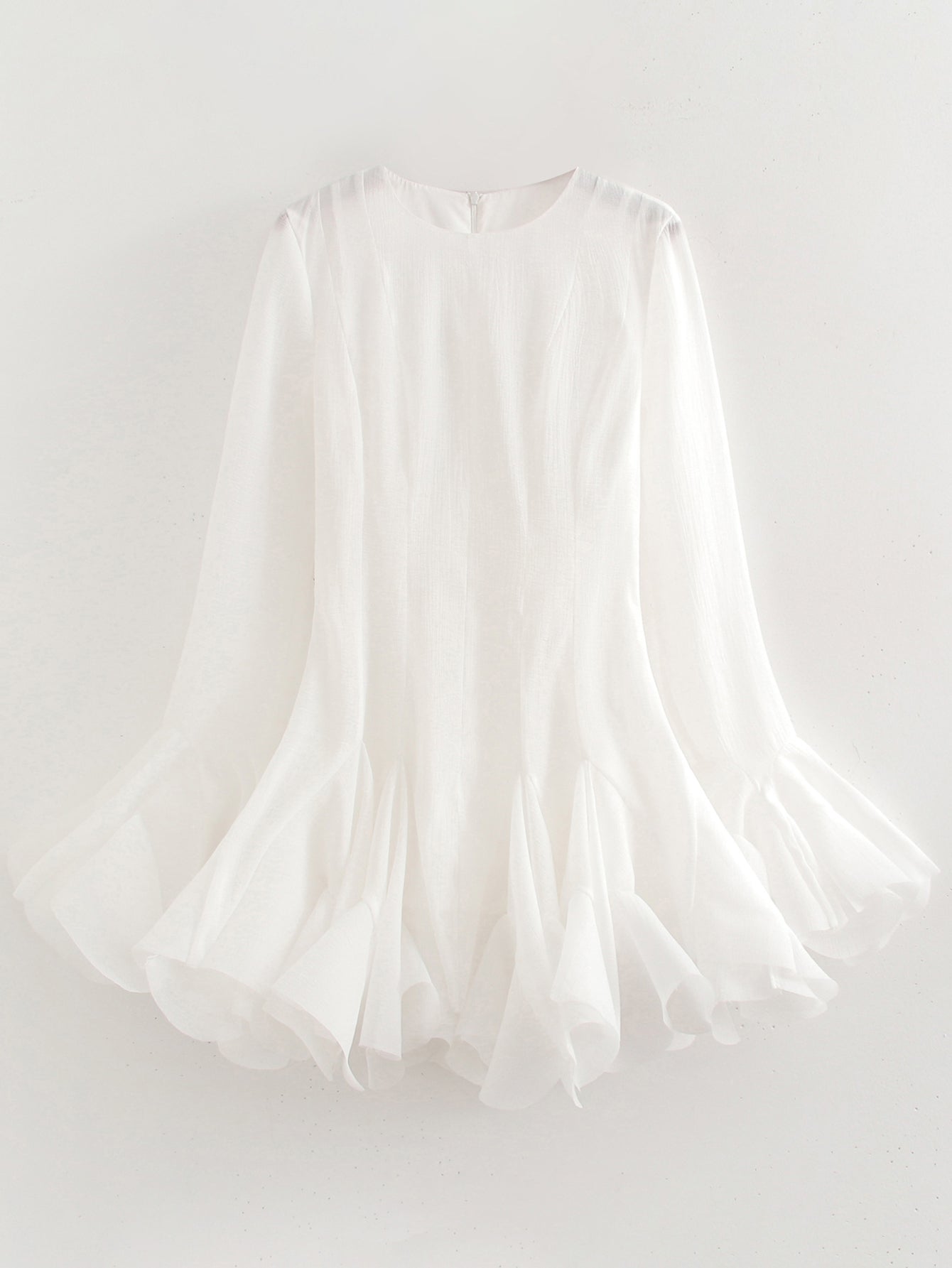 Laminated Ruffled Tulle Tutu Dress Summer Sweet round Neck Flared Sleeves Slim Fit Short Mini Dress Bella Mia