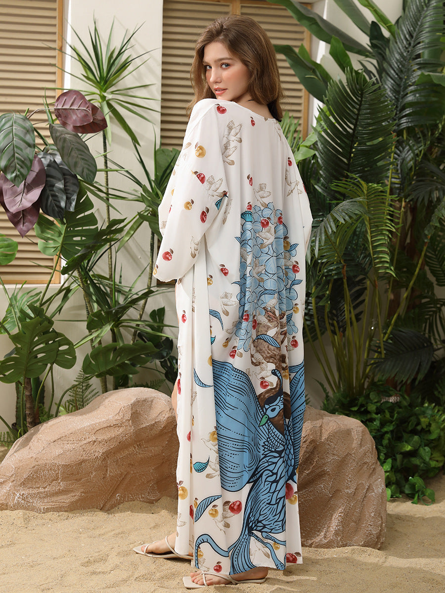 Printed Sunscreen Cardigan Women Bikini Cover up Swimsuit Blouse Vacation Beach Coat Bella Mia