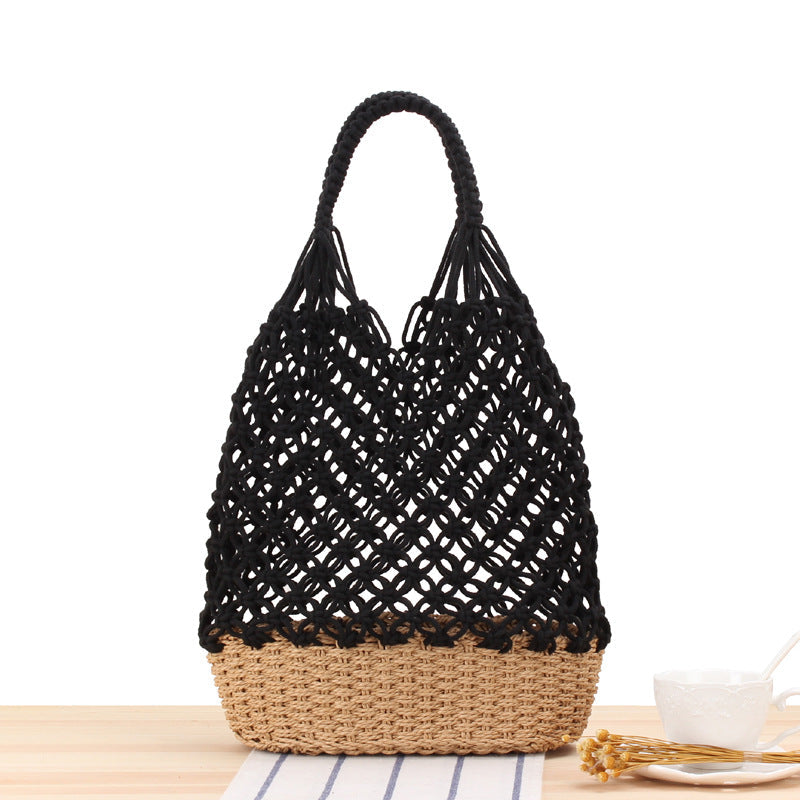 Hollow Out Cutout Shoulder Woven Bag Handmade Mesh Straw Bag Casual Forest Beach Bag Bella Mia