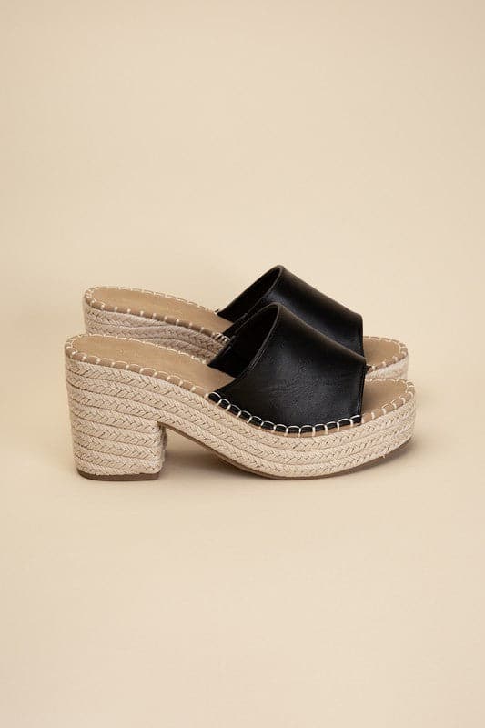 LOCK-1 Espadrille Mule Heels.