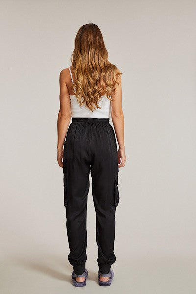 Textured satin cargo pants Miss Sparkling